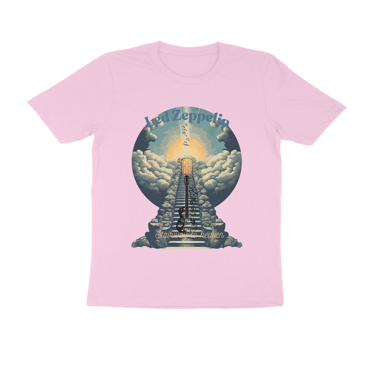 Male Round Neck Half Sleeve -Led Zeppelin, Stairway to Heaven T-shirt