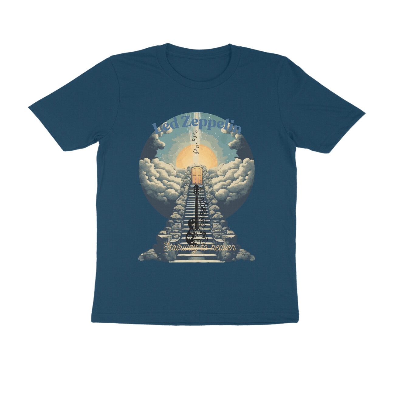 Male Round Neck Half Sleeve -Led Zeppelin, Stairway to Heaven T-shirt
