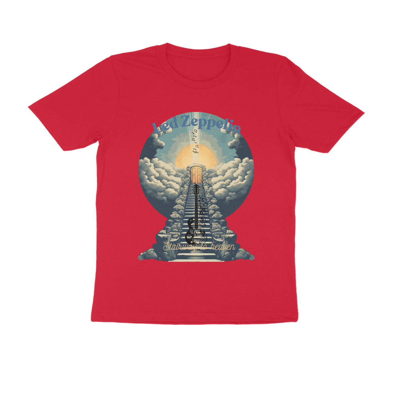 Male Round Neck Half Sleeve -Led Zeppelin, Stairway to Heaven T-shirt