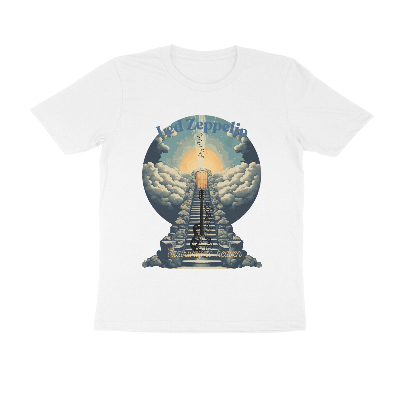 Male Round Neck Half Sleeve -Led Zeppelin, Stairway to Heaven T-shirt