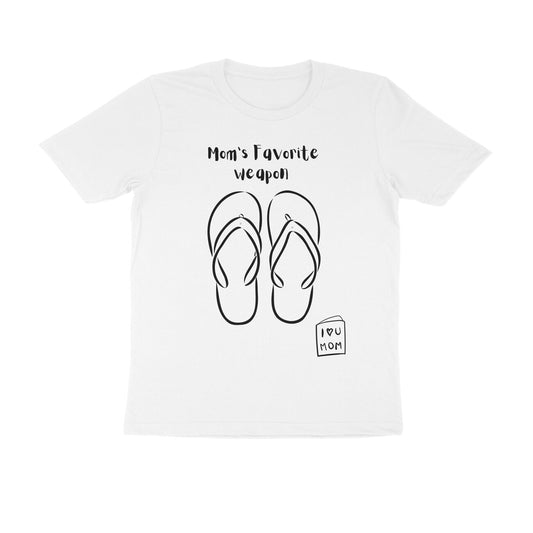 Unisex Round Neck Half Sleeve - Mom's Favorite Weapon T-shirt