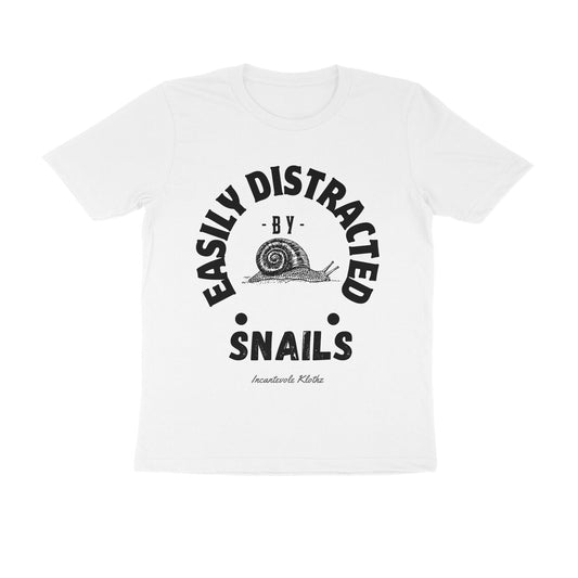 Male Round Neck Half Sleeves - Easily Distracted by Snails T-shirt