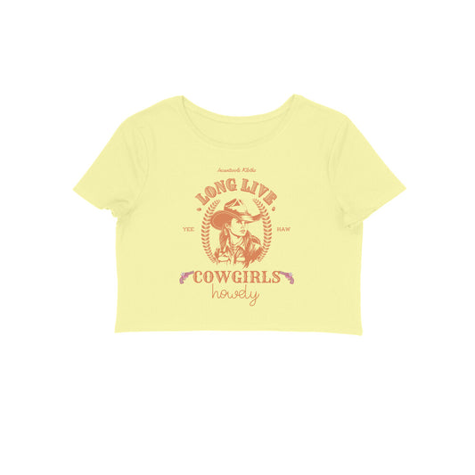 Female Round Neck Half Sleeves- Cowgirl Crop Top