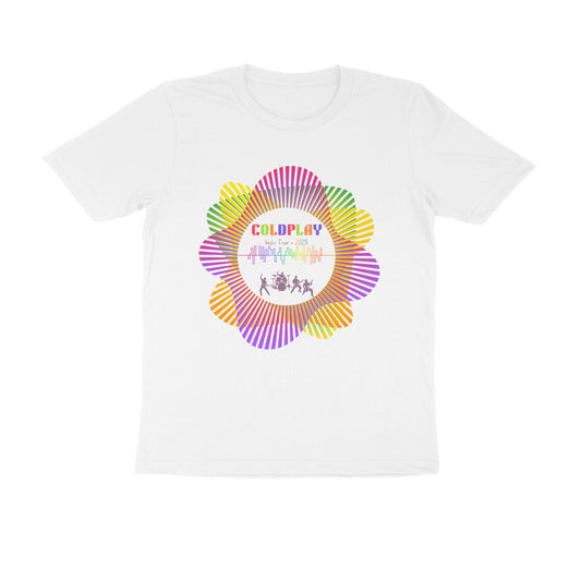 Unisex Round Neck Half Sleeves - Coldplay Concert Tshirt India Tour 2025