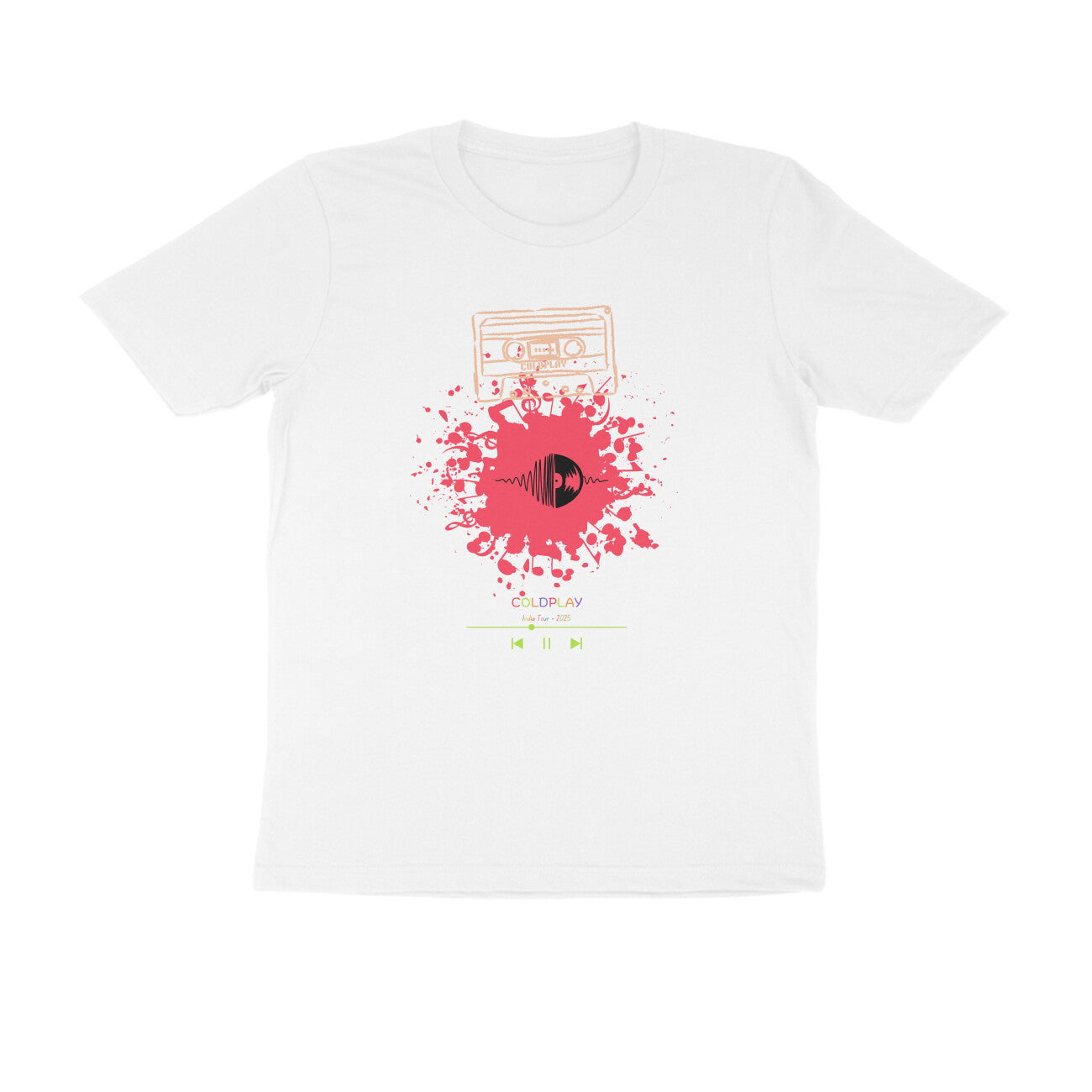 Unisex Round Neck Half Sleeves - Coldplay Concert Tshirts India Tour 2025