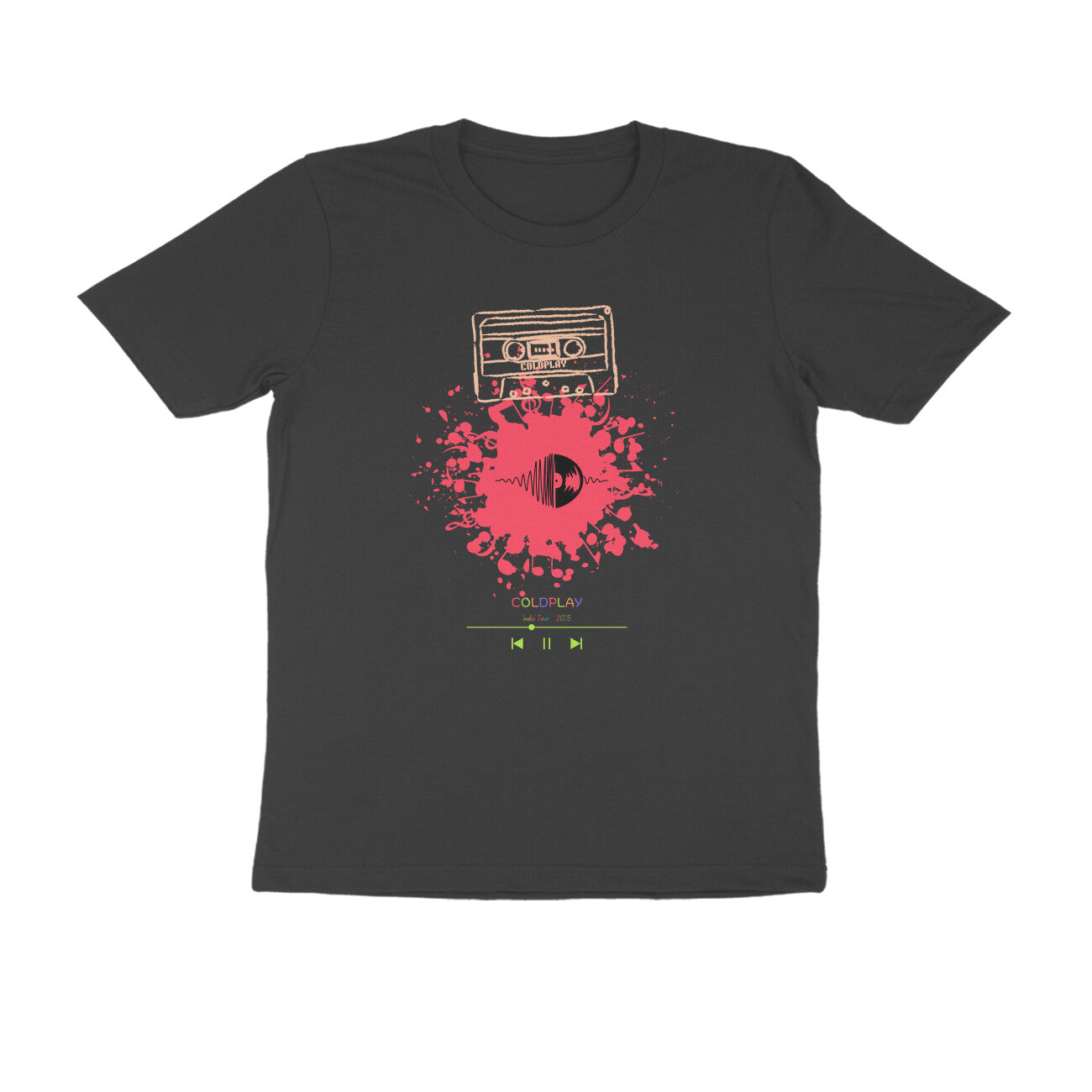Unisex Round Neck Half Sleeves - Coldplay Concert Tshirts India Tour 2025