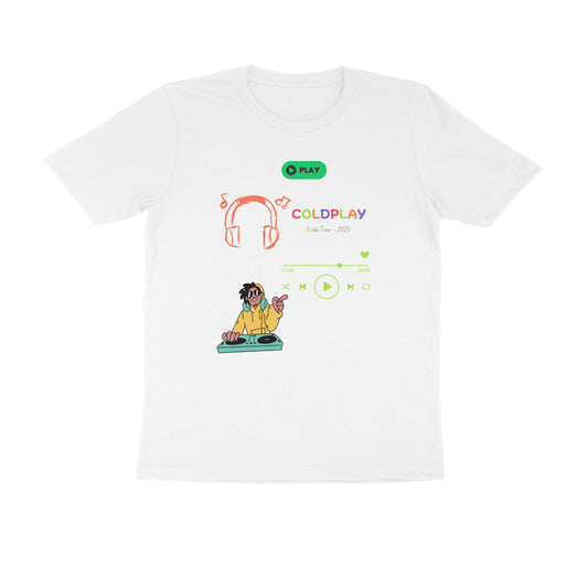 Unisex Round Neck Half Sleeves-Coldplay World Tour Tshirt 2025