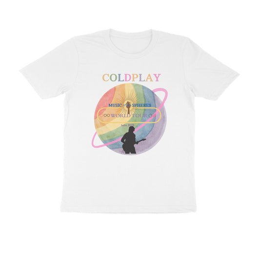Unisex Round Neck Half Sleeves-Coldplay World Tour Tshirt